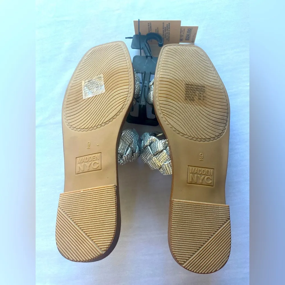 MADDEN NYC Two‎ Band Braid Silver Rhinestone Comfort Foam Insoles Sandals
Size 9 - Image 5