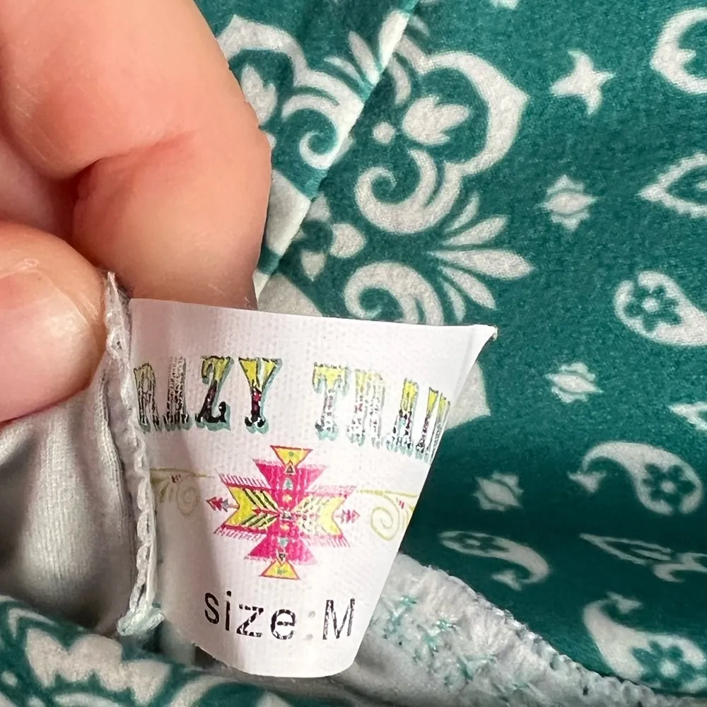 Teal Patterned Women's Pants - Image 3