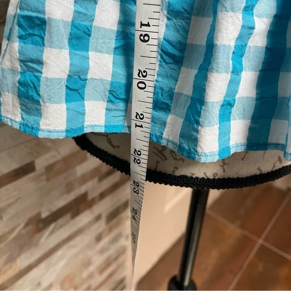 LILLY Pulitzer Sarafina Gingham Babydoll Cotton blend Top Blouse White blue  00 - Image 5