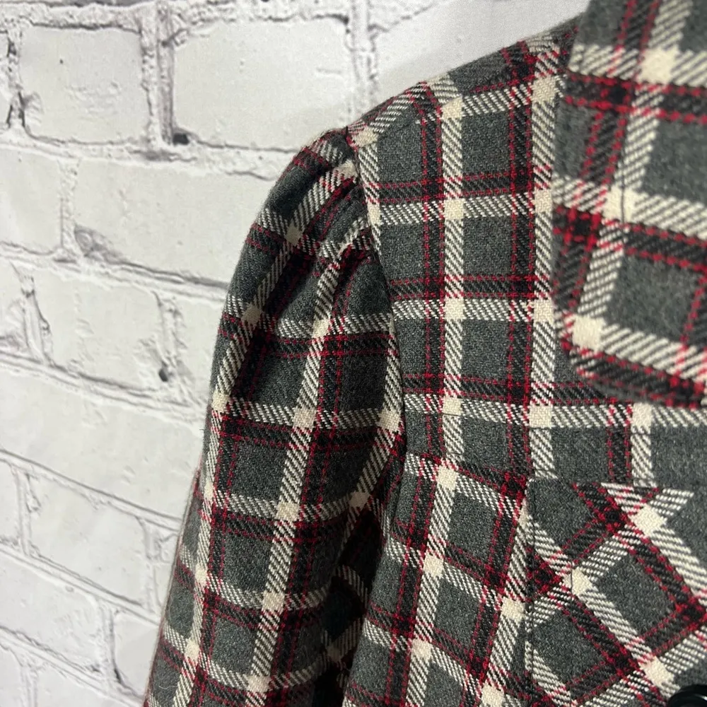 Forever 21 Double Button Front Short Wool Blend Plaid Overcoat Size M (D6) - Image 3