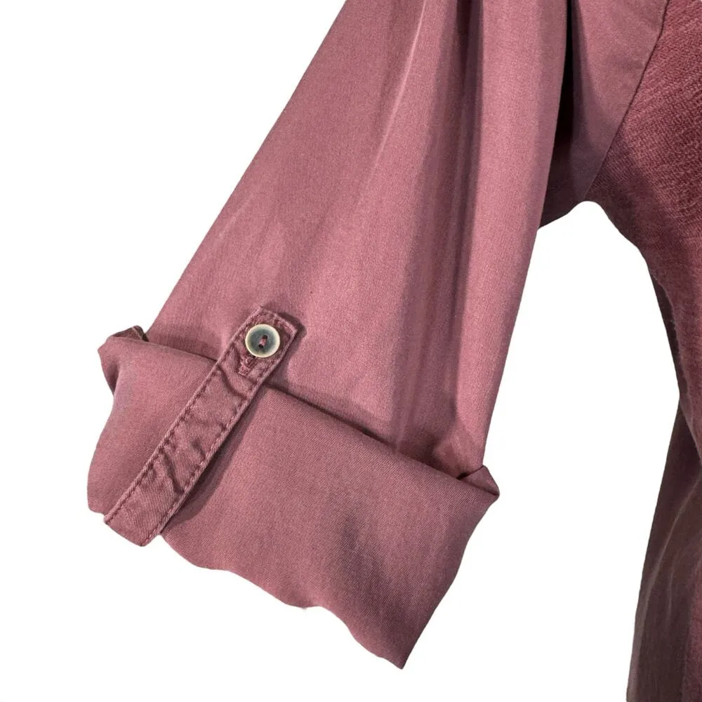 PrAna Small Hensley Henley Dress 3/4 Roll-Tab Sleeves Stretch Pocket Knee Length - Image 5