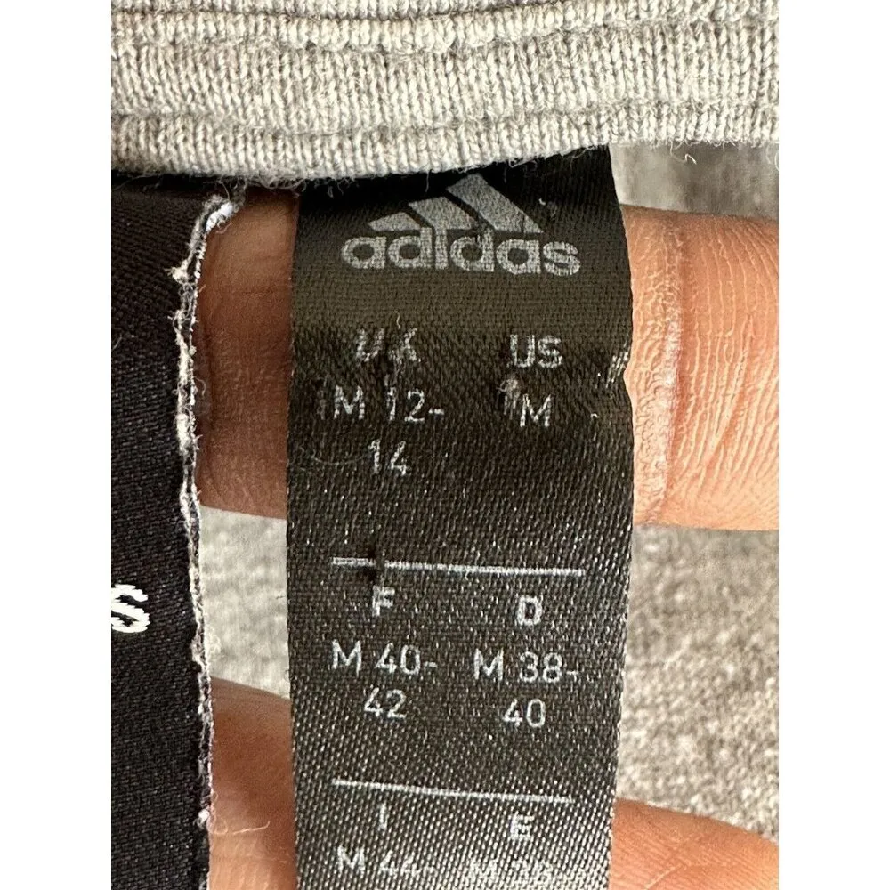 Adidas Cropped Hoodie Women's M Gray Long Sleeve Pullover Sweater 3 GreenStripes - Image 5