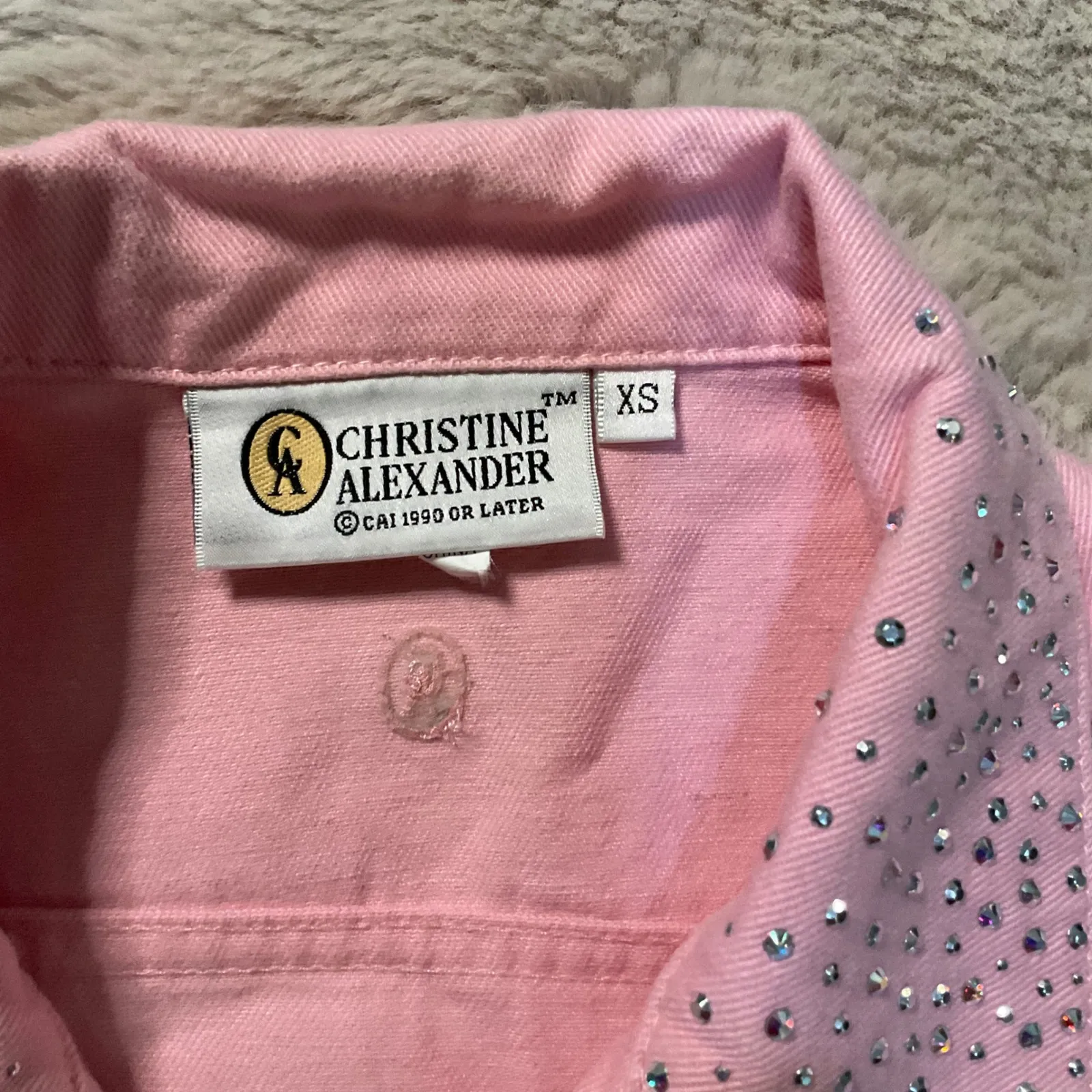Christine Alexander Pink Vest Embellished Size XS Sparkle Western Womens Studded - Image 2