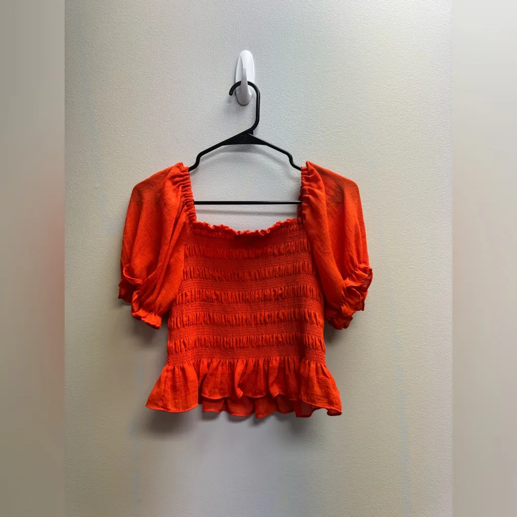 HYFVE Bright Orange Smocked Blouse - Image 4