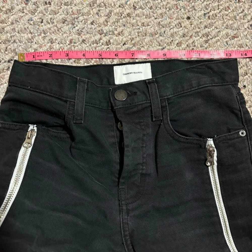 Current/Elliott The Dallon Zipped Straight Black Gray-  Size 25 - Image 12