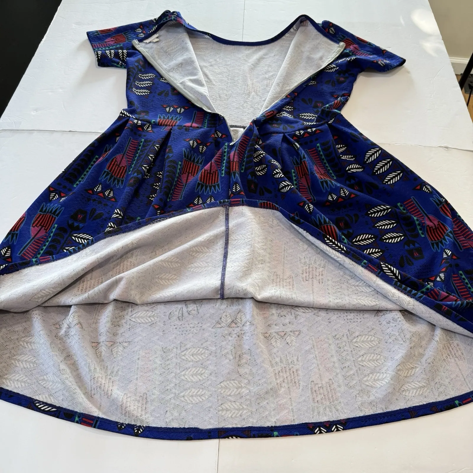 LuLaRoe Red Blue Colorful Floral Pockets Stretch Amelia Dress‎ Size 3XL - Image 5