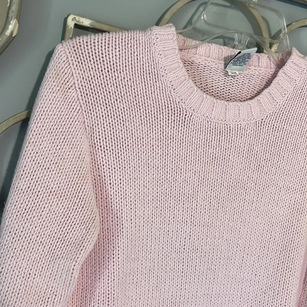 Vintage Pink Cotton Sweater Crewneck Cotton Womens Medium - Image 4