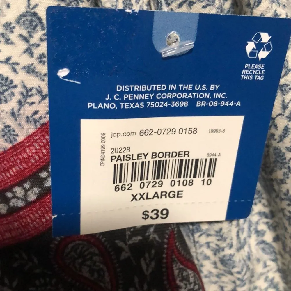 ARIZONA JEAN CO. Junior Size XXL Boho Cropped Top Multicolored Paisley Crew Neck - Image 7