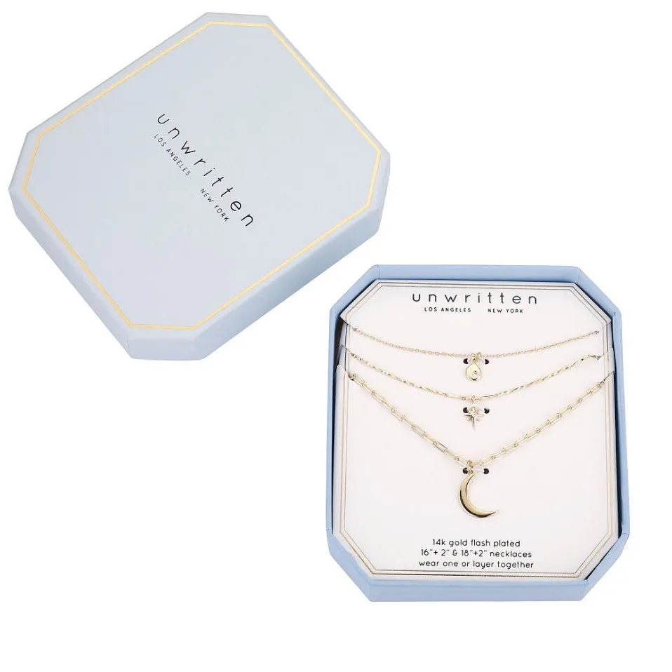 NWT Unwritten 14K Gold Flash Plated 3-Pieces Layered Chain Necklace Set - Image 6