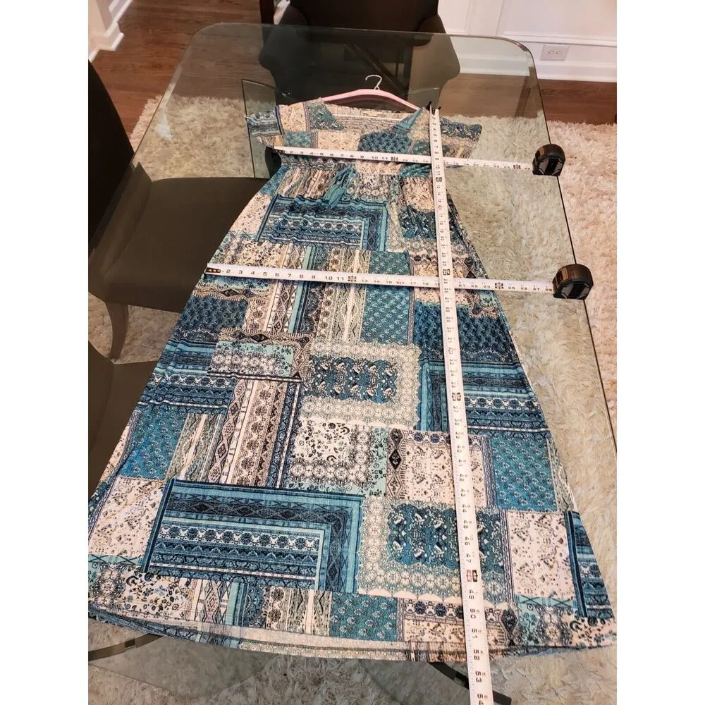 Style & Co. Women's Multicolor Tie Waist V Neck Short Sleeve Long Maxi Dress M - Image 10