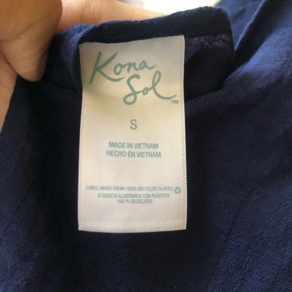 NWT Kona sol blue white Aztec v neck tassel 3/4 sleeve swimsuit coverup size S - Image 6