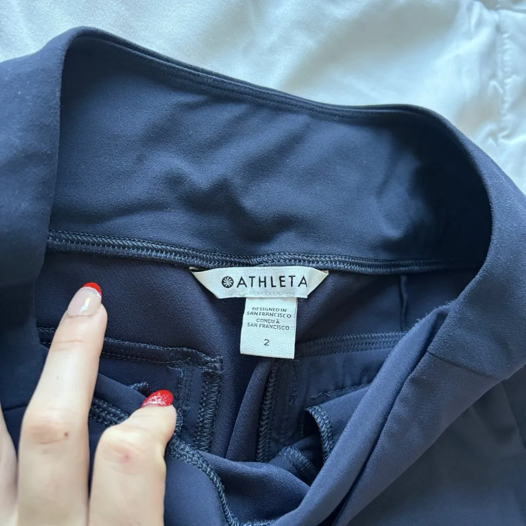 Athleta Womens Size 2 Pants Navy Blue Slim Straight Pull On Office Casual - Image 4