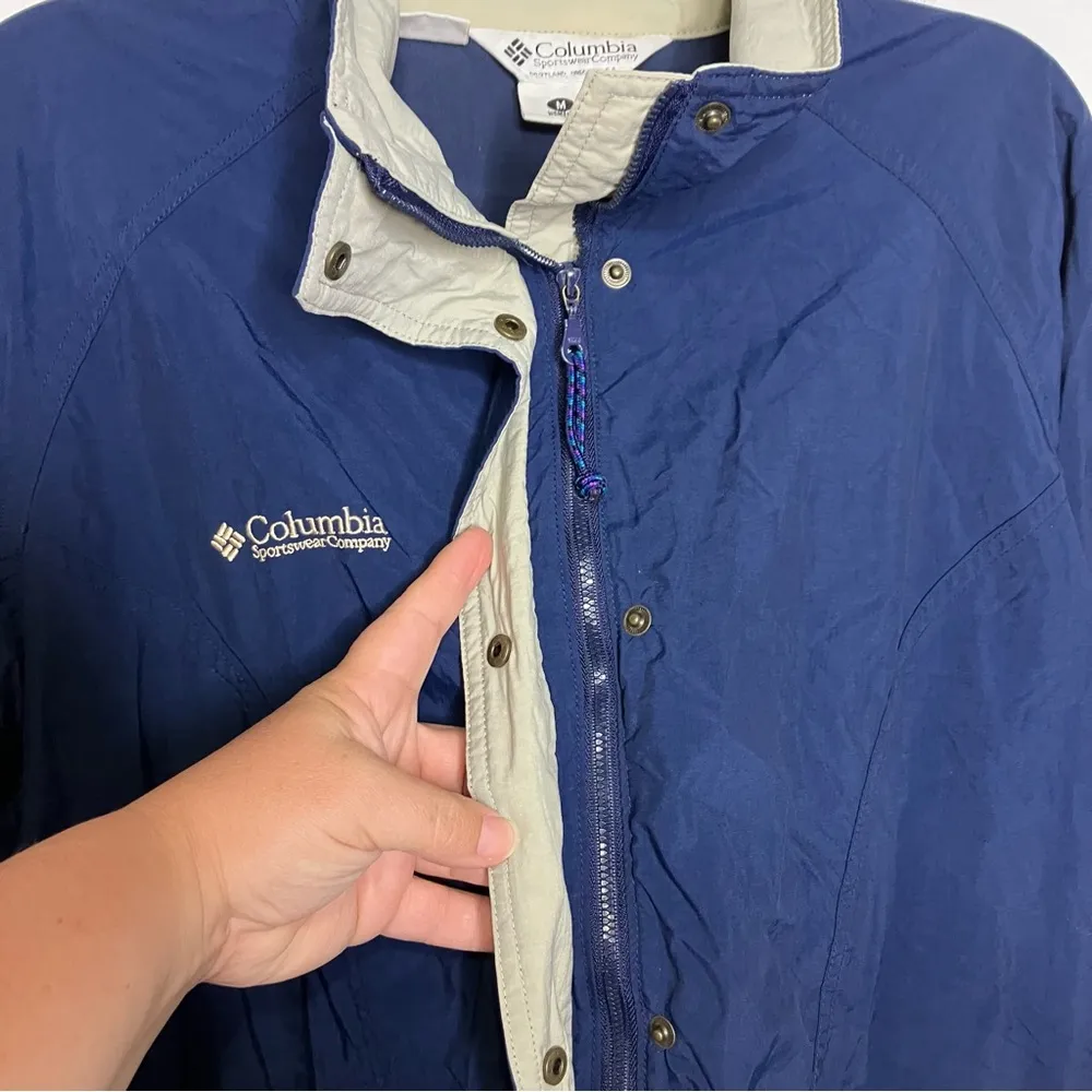 Columbia windbreaker cinch waist navy blue women’s size medium oversized outdoor - Image 6