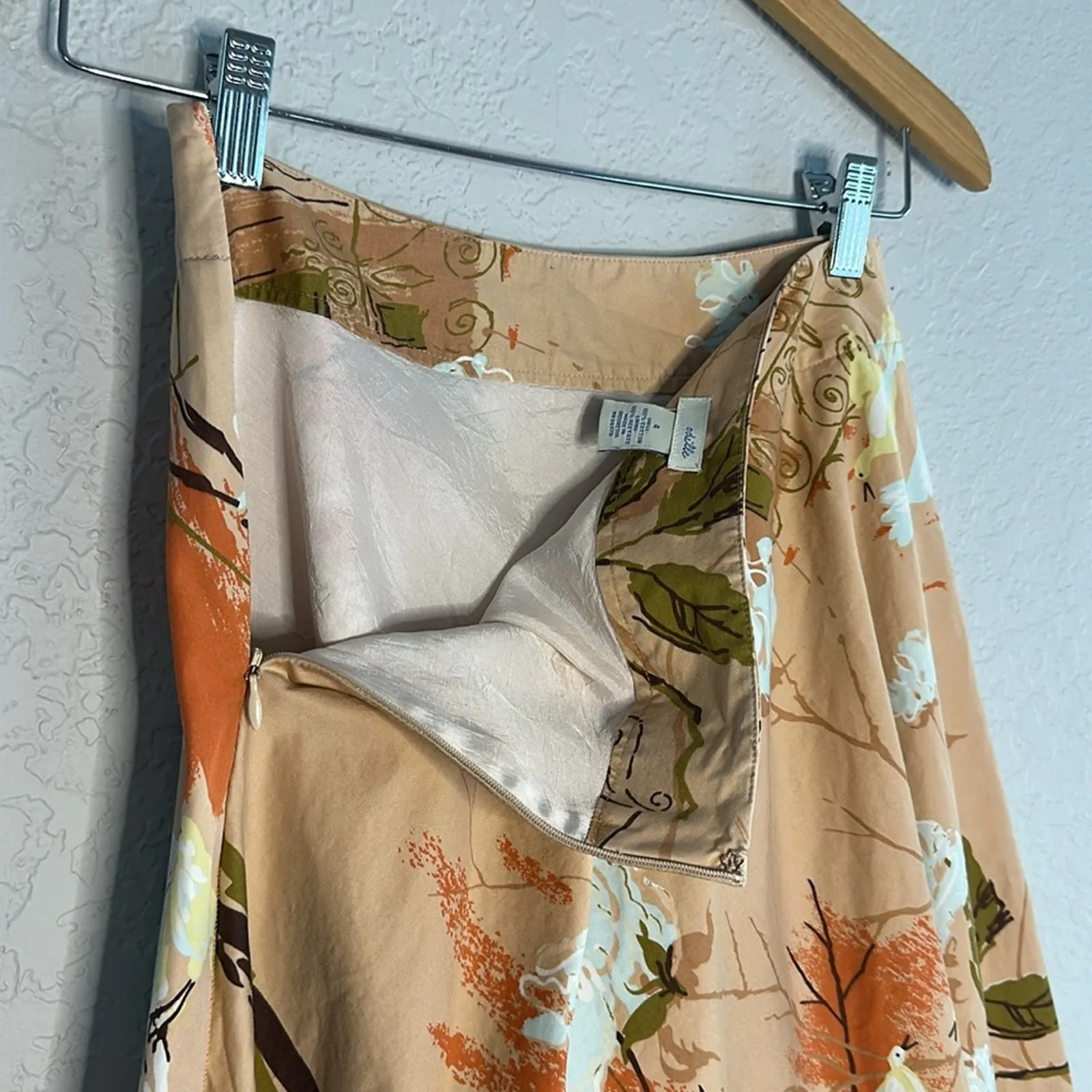 Odille Anthropologie Bird Skirt Orange Peach Indie Twee Preppy Cottage Fall Size 4 - Image 7