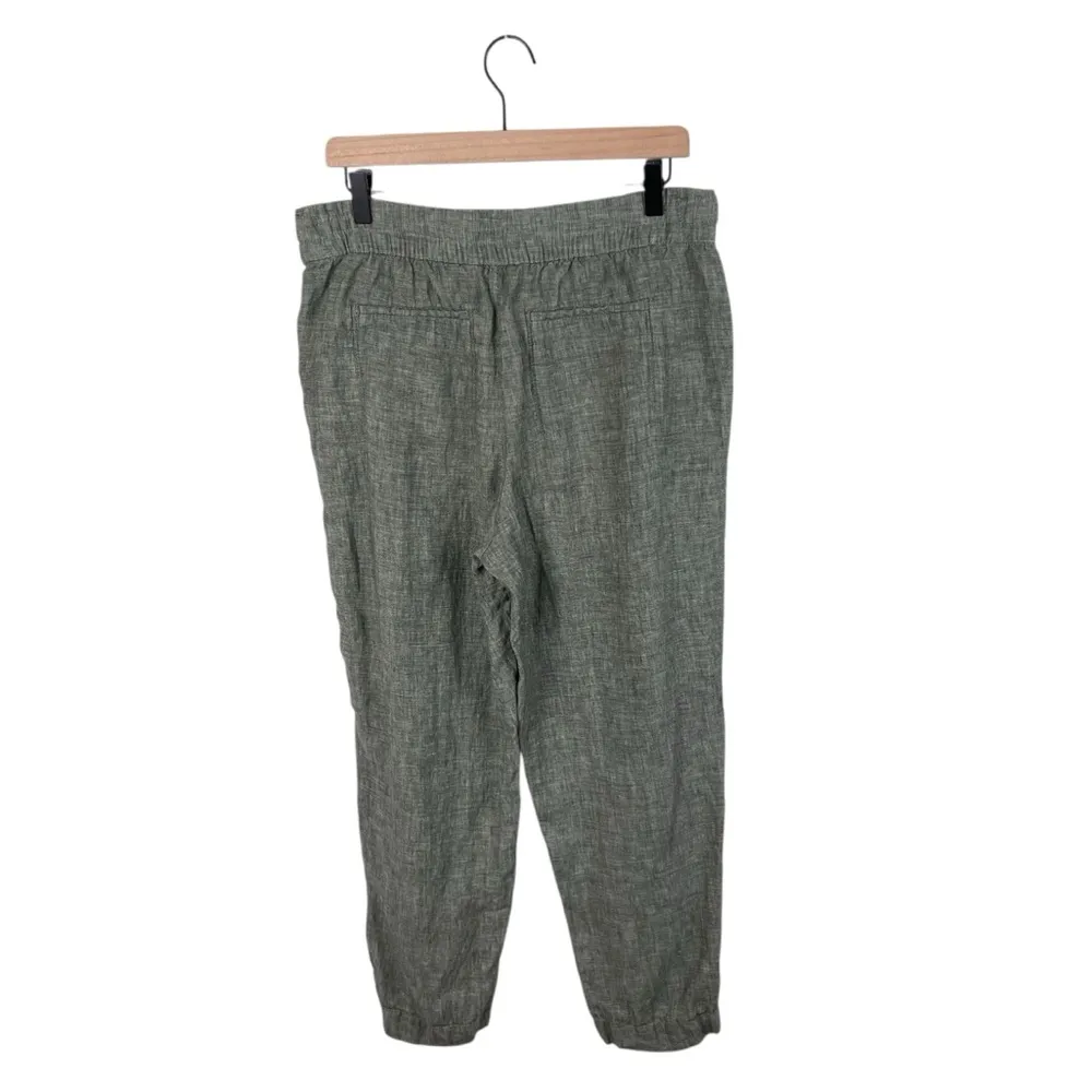 Athleta Voyager Linen Pant Women's Size 12 Aspen Olive Green Relaxed Fit Cropped - Image 3
