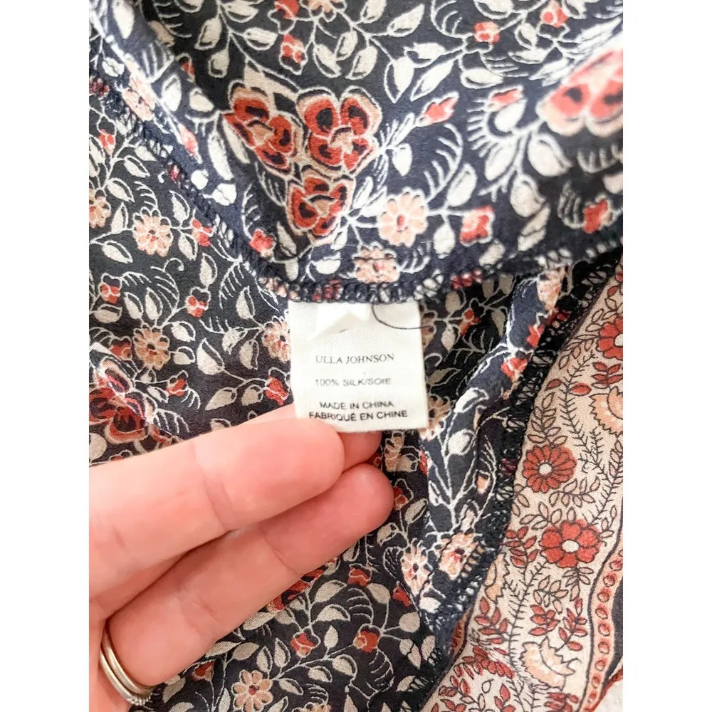 Ulla Johnson | Soleil Silk Top | Navy Pink Floral | Sz 0 - Image 11