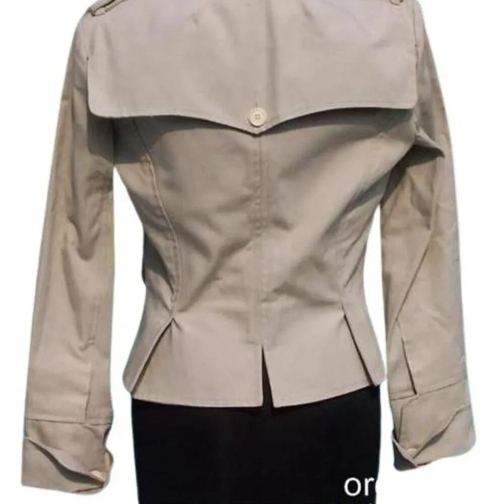 Cache Beige Denim Front Zipper Top Jacket Unique Back Stretch New $148 NWT - Image 7