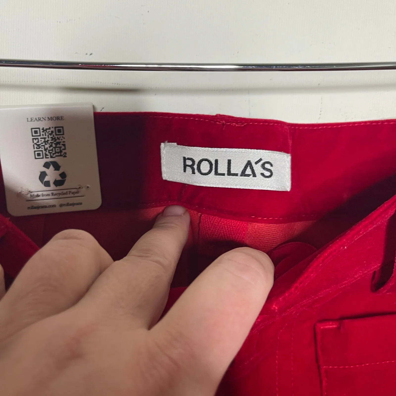 New ROLLA'S Ruby Red Velvet Wide Leg Sailor Pant
ankle length Sz 26 - Image 3