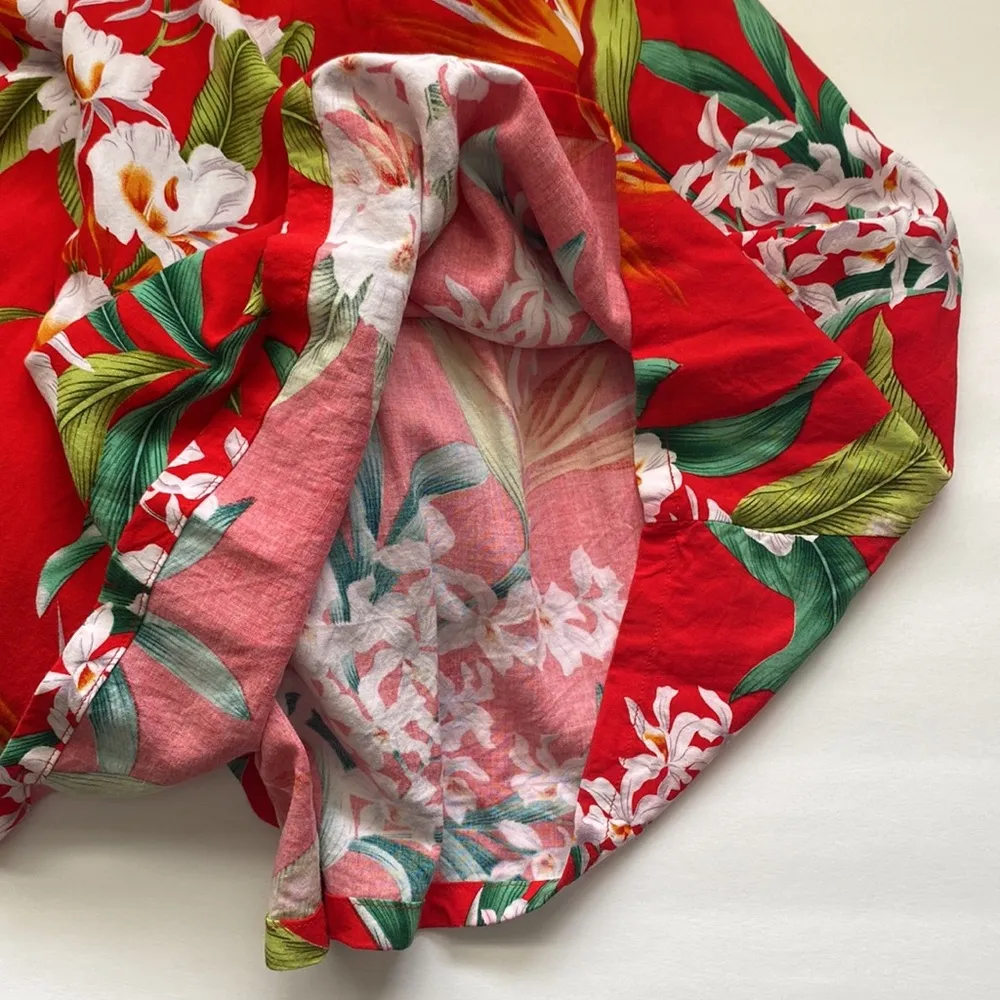 Vintage 90s Hawaiian printed tropical smocked maxi dress, size L/XL - Image 6