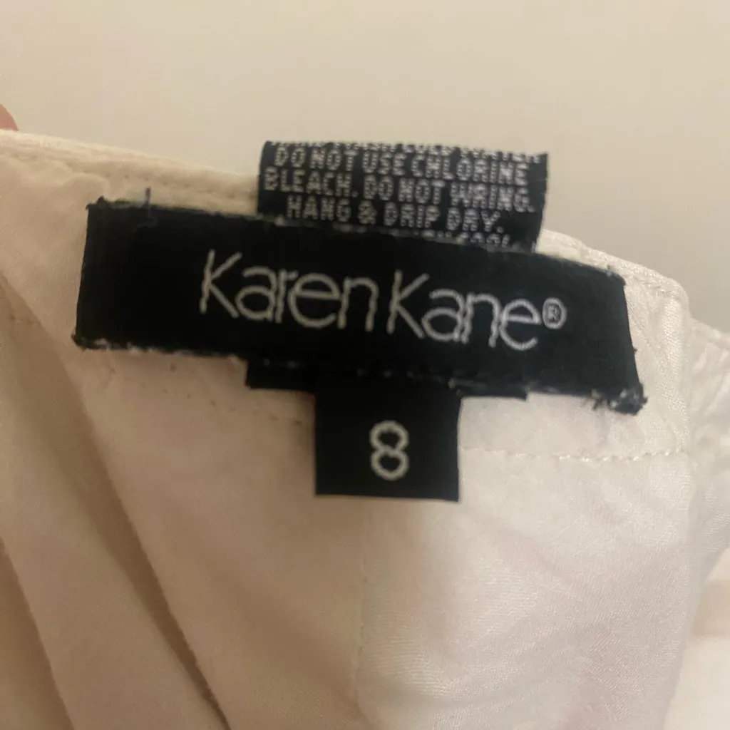 Karen Kane  Linen Maxi Skirt Size 8 White Pink Beige Boho Print Bottom Waist 30” - Image 8