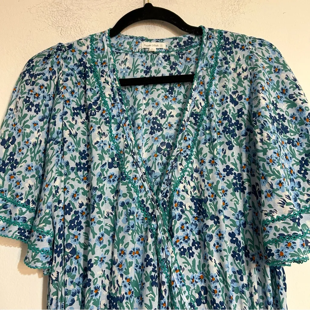 Poupette St Barth Mabelle Printed Mini Dress Blue Size Medium Resort Vacation - Image 7