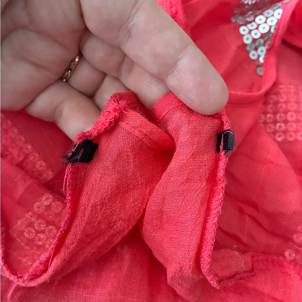 BEBE Y2K Coral Silver Sequin Tank Top M - Image 12