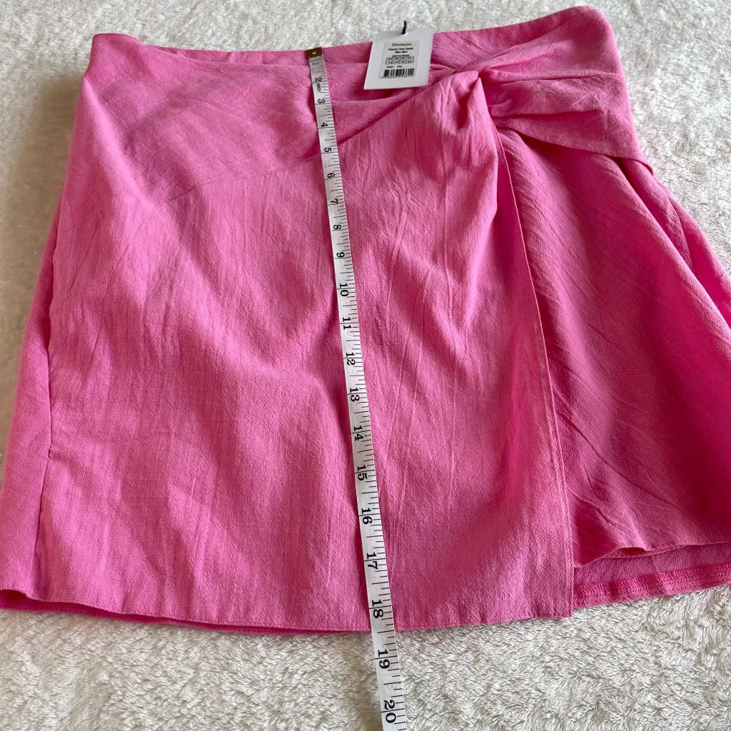 NEW Showpo Kiandra Wrap Mini Skirt Womens Sz 10 Pink Knot Detail‎ Side Zip Lined - Image 7
