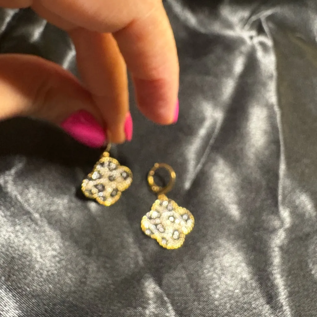 Gold and Black Animal Patterned Earrings - Image 3