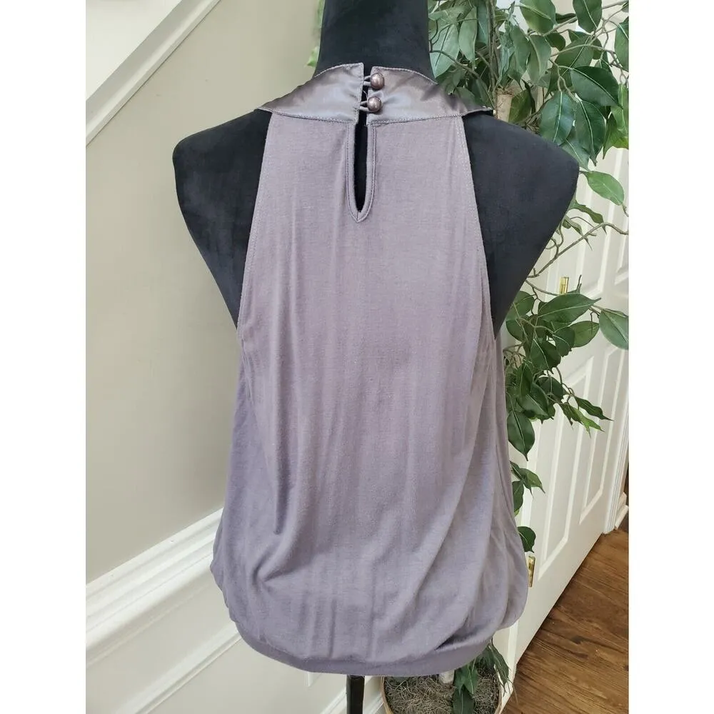 Twenty One Women's Gray Viscose Casual Sleeveless Halter Neck Top Blouse Size M - Image 6
