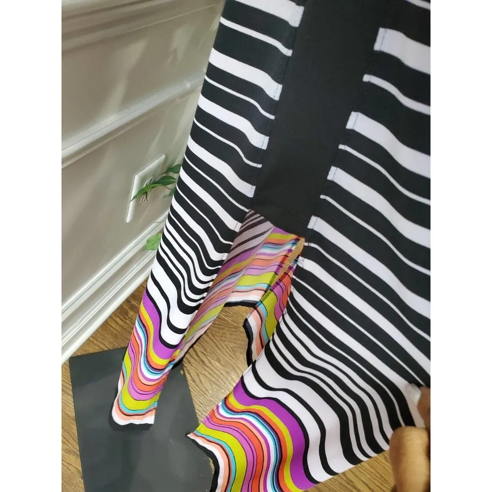 Nine West Women Black & White Polyester Round Neck Sleeveless Long Maxi Dress 10 - Image 6