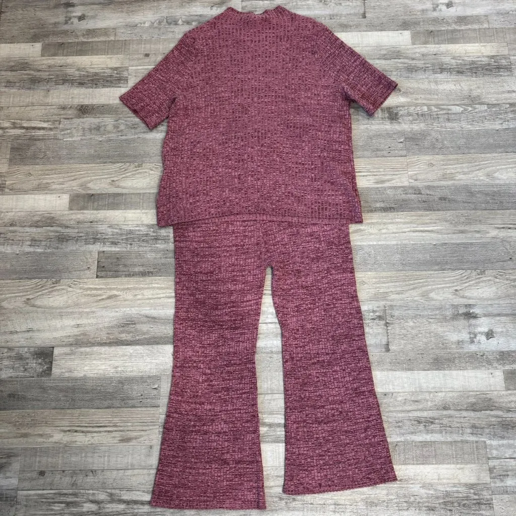 Ava & Viv NWT Pink Ribbed Short Sleeve Lounge Set Women's I16 - Image 5