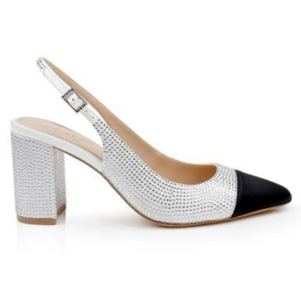 Jewel Badgley Mischka Tatum Slingback Block Heels with Capped Toe size 9 NEW Silver - Image 2