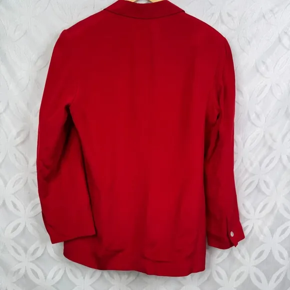 Vintage 80s Neiman Marcus Red Silk Blazer Jacket Women's Size 10 Single Breasted - Image 13