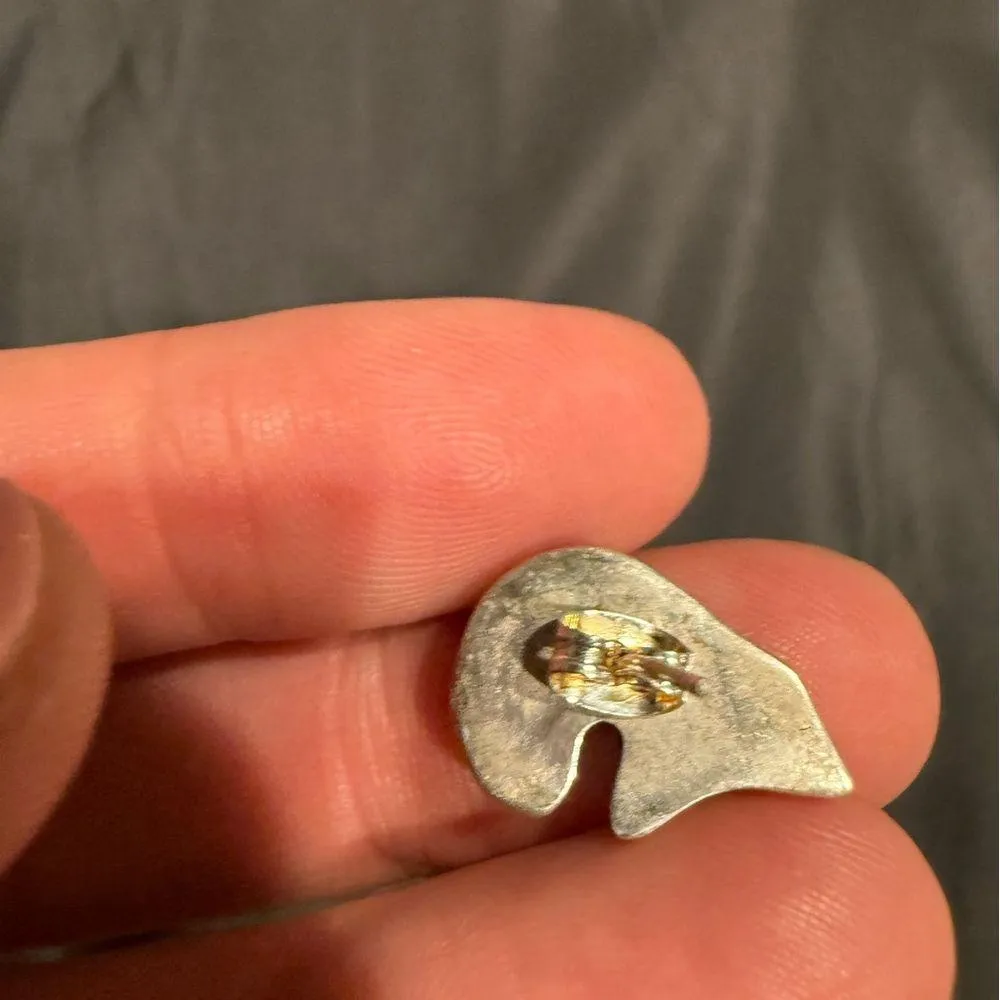 Turquoise and Sterling Silver Inlay Navajo Spirit Bear Earrings Blue - Image 12