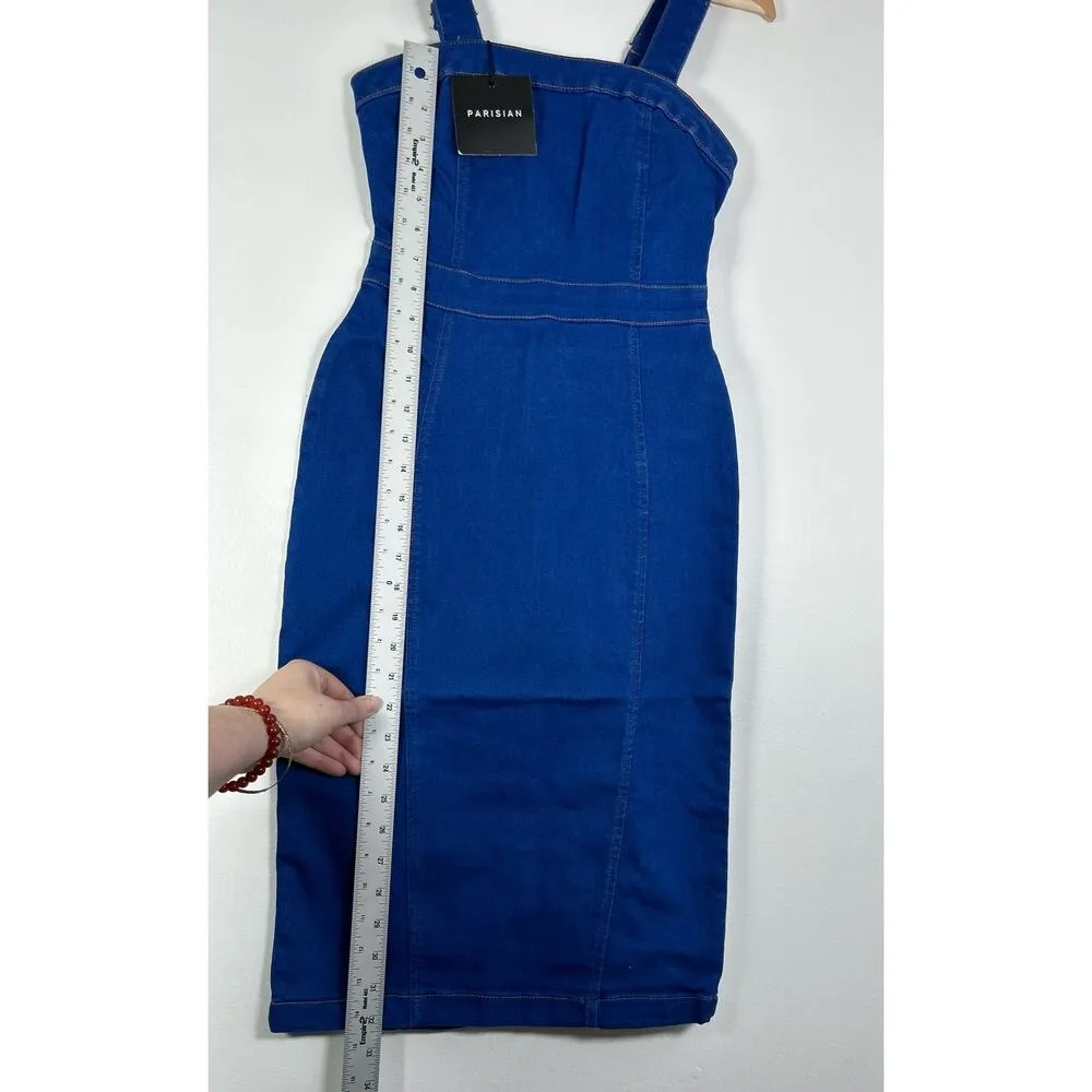 Parisian Stretch Denim Bodycon Midi Dress 2 NWT - Image 4