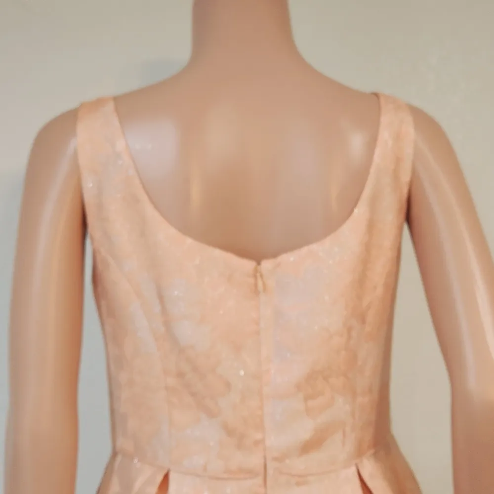 Mum Jacquard Fit And Flare Metallic Dress With Pockets Coral Size 8 - Image 8