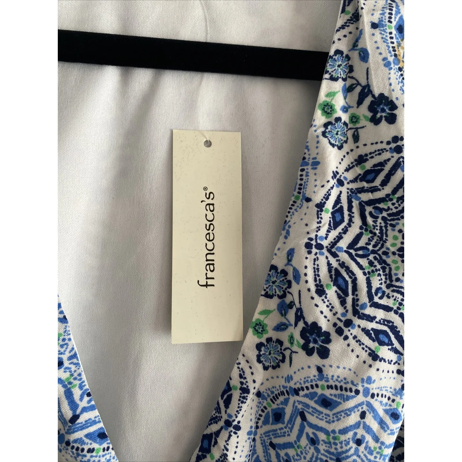 Harper Heritage Women's Ivory Wrap Dress Blue Paisley Medium NEW Francescas Fem - Image 4