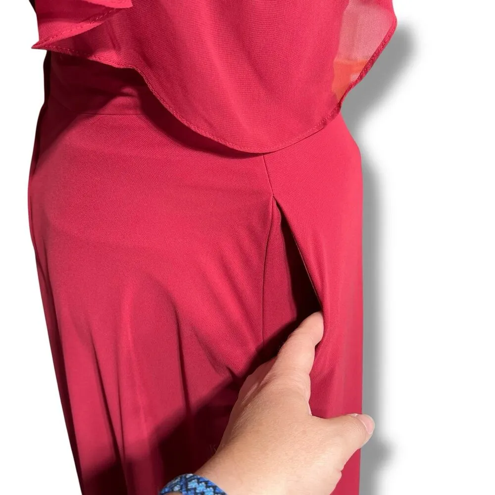 Morilee Madeline Gardner Formal Maxi Dress Sweetheart Flutter Sleeve Bridesmaid Red Size 18 - Image 4