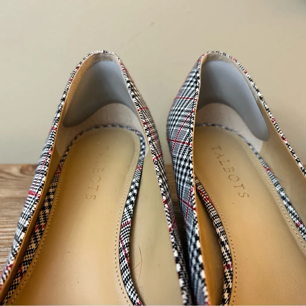 TALBOTS LACEY PLATFORM WEDGE - HEEL RED, BLACK & WHITE PLAID - Image 4