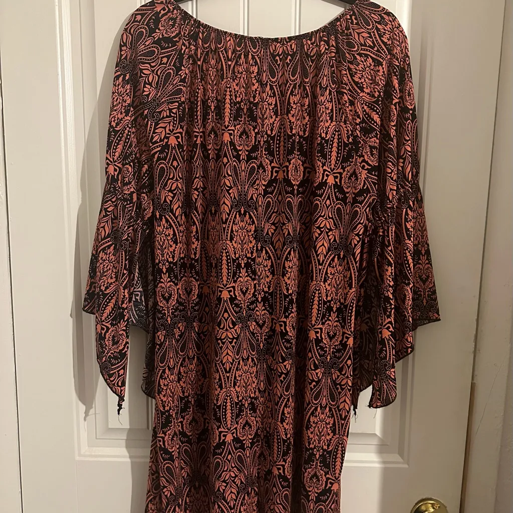 Boho Black and Orange Patterned Dress Size XL - Image 2