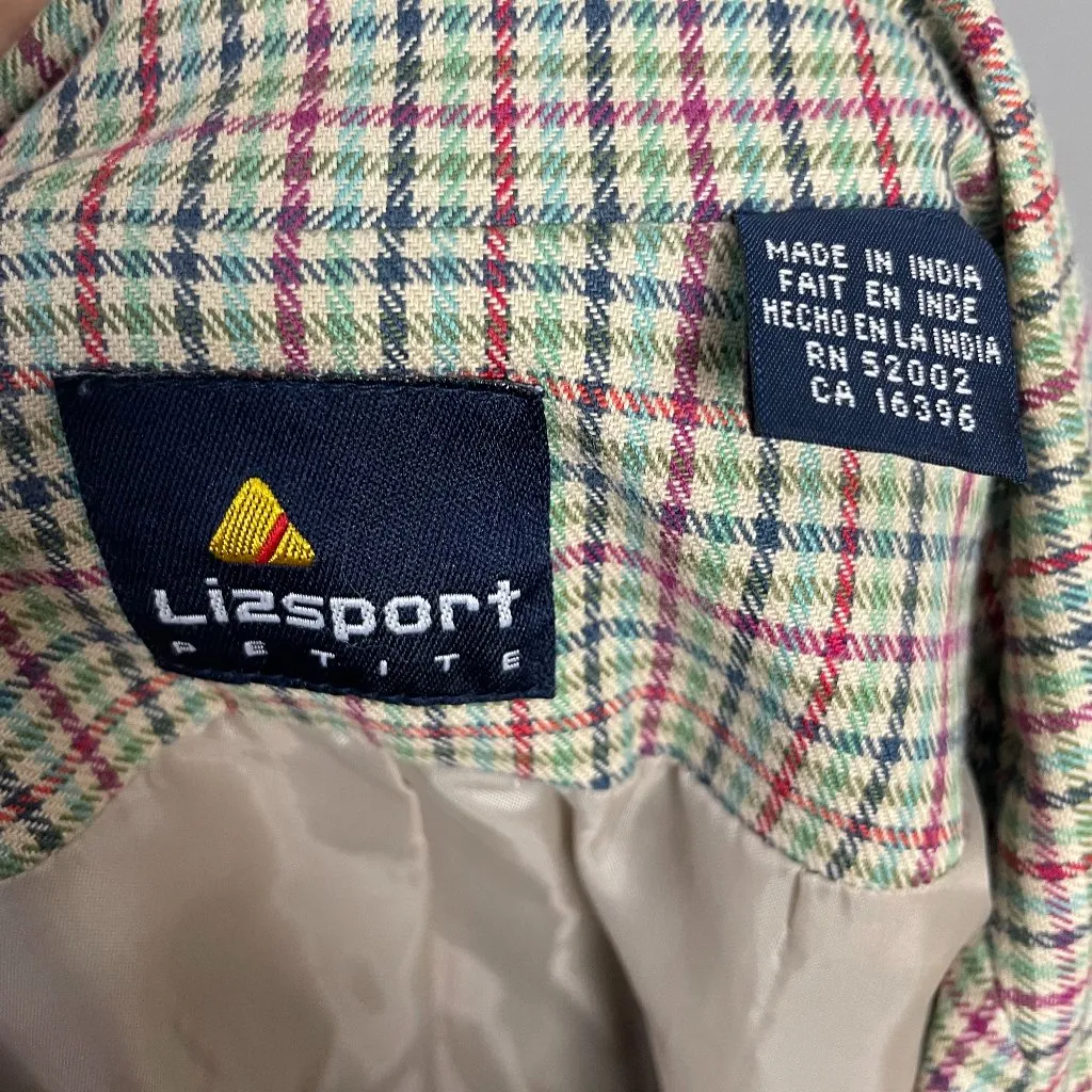 Vintage Plaid Blazer 90s Women Patch Pockets Liz Sport Button - Image 7