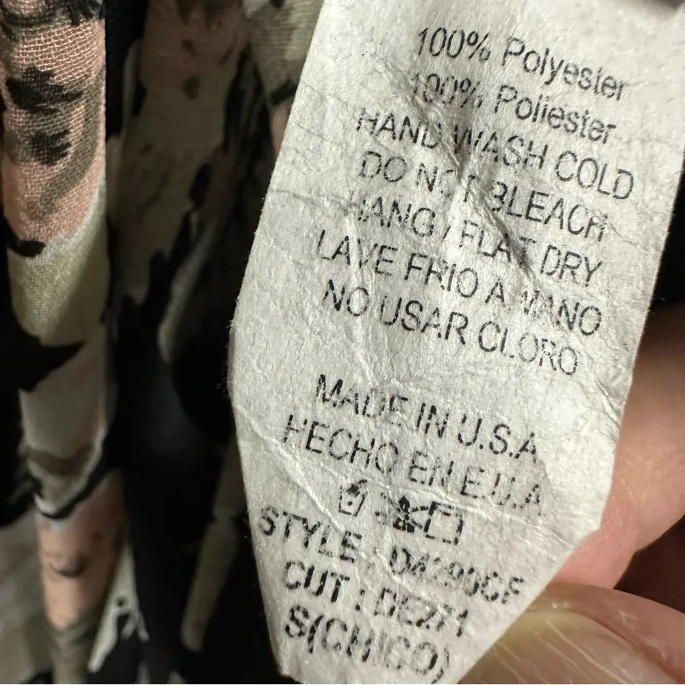 Hug Sleeveless Black Floral Flowy Spaghetti Strap Low Back Mini Dress Womens S - Image 12