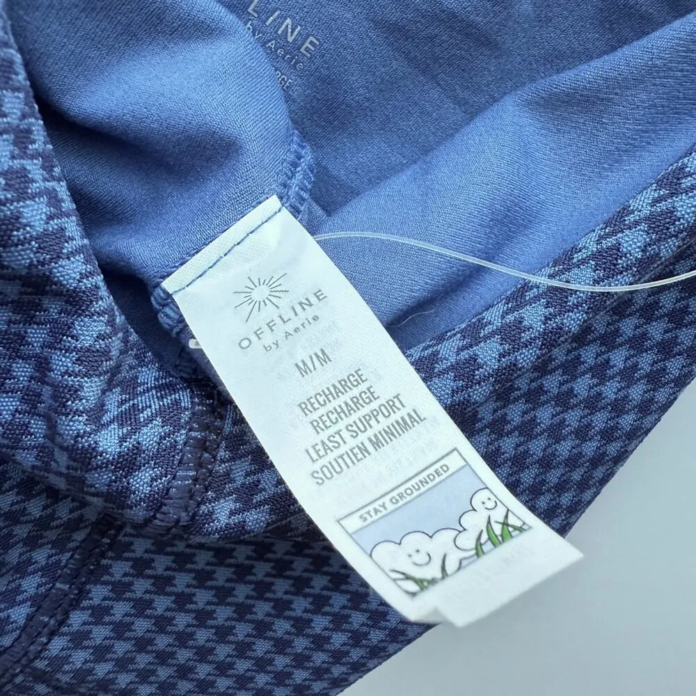 NWT  Offline Recharge Least Support Sports Bra Blue Houndstooth Size Medium - Image 7