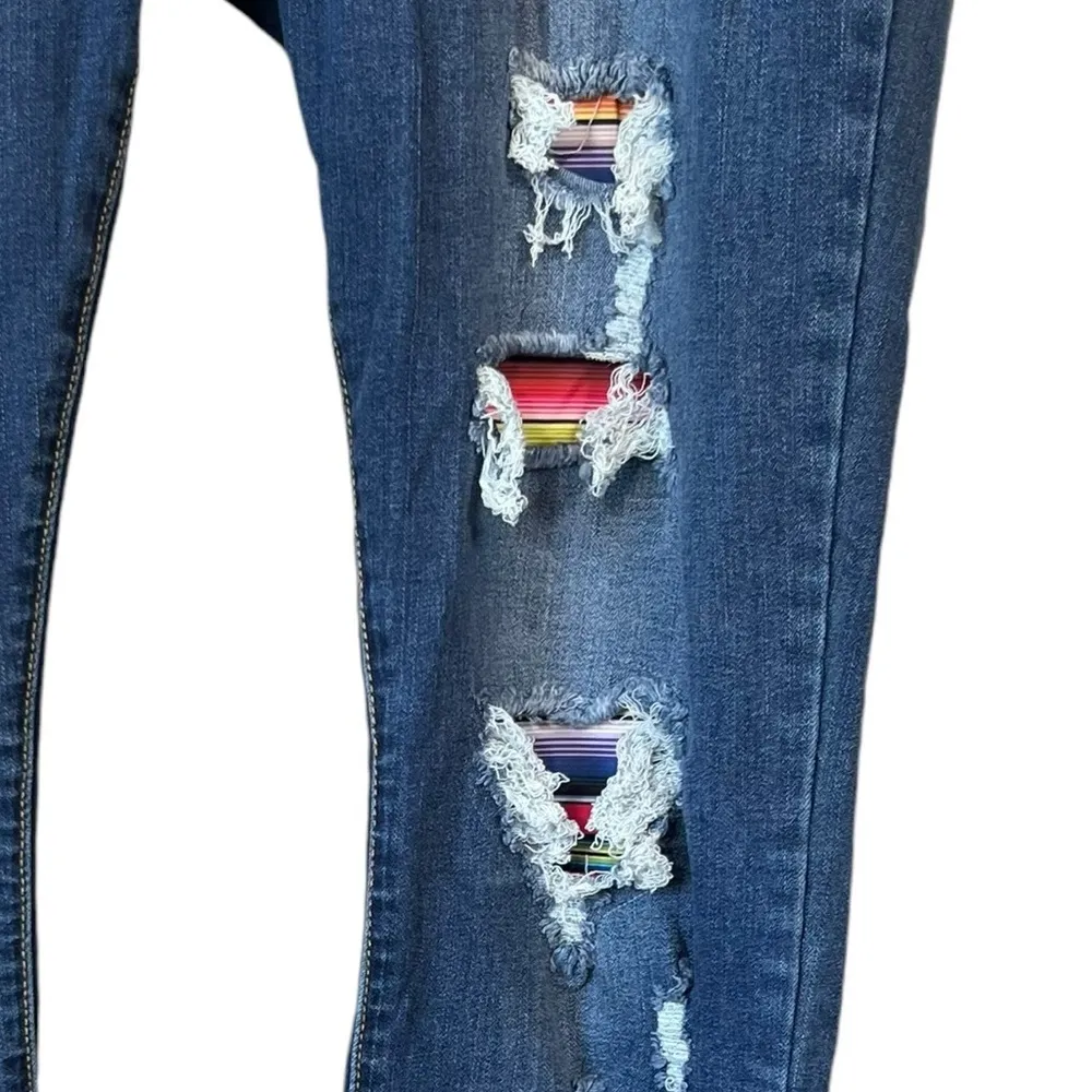 Judy Blue Mariah Distressed Serape Patch Skinny Fit Denim Jeans - Image 5