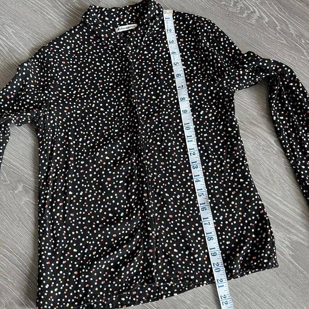 Reformation Womens Small Colorful Polka Dot Button Down Long Sleeve Shirt - Image 7