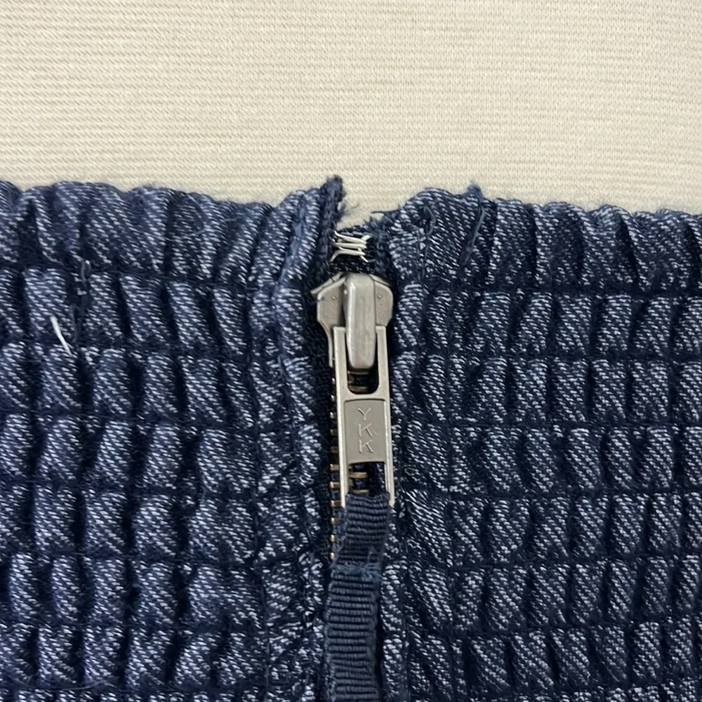 New American Eagle Medium Blue Strapless Studded Denim Peplum Dress - Image 10