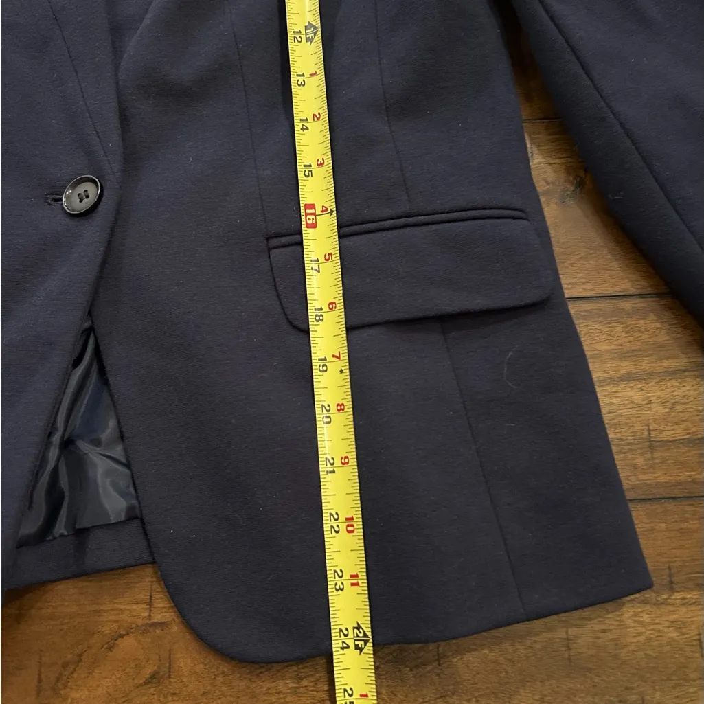 LOFT Navy Blue Cotton Blend Single Button Lined Notched Collar Blazer 6 Petite - Image 7