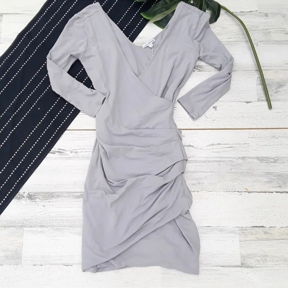 NWT James Perse| Tucked Faux Wrap Dress in Fog Gray Size 2/M - Image 2