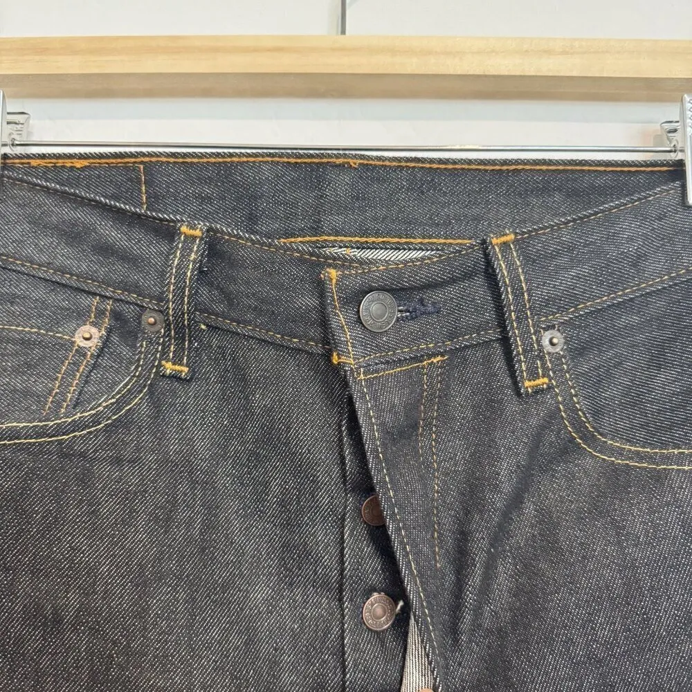 Levi’s 501‎ Cut Off DIY Raw Hem Long Jean Shorts Rigid Dark Wash Blue Size 31 - Image 3
