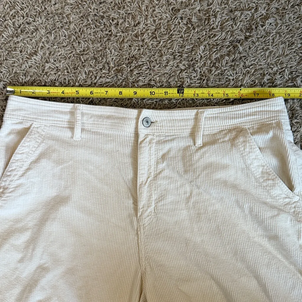 American Eagle Super High-Rise Baggy Wide Leg Cream Corduroy Stretch Pants Sz 16 - Image 10